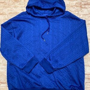 Blue Textured Hoodie